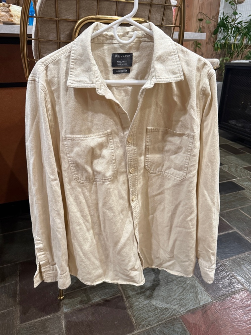 Primark Beige Button-Front Pocket Shirt